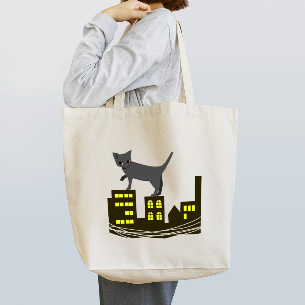 おはようおやすみの夜猫 Tote Bag