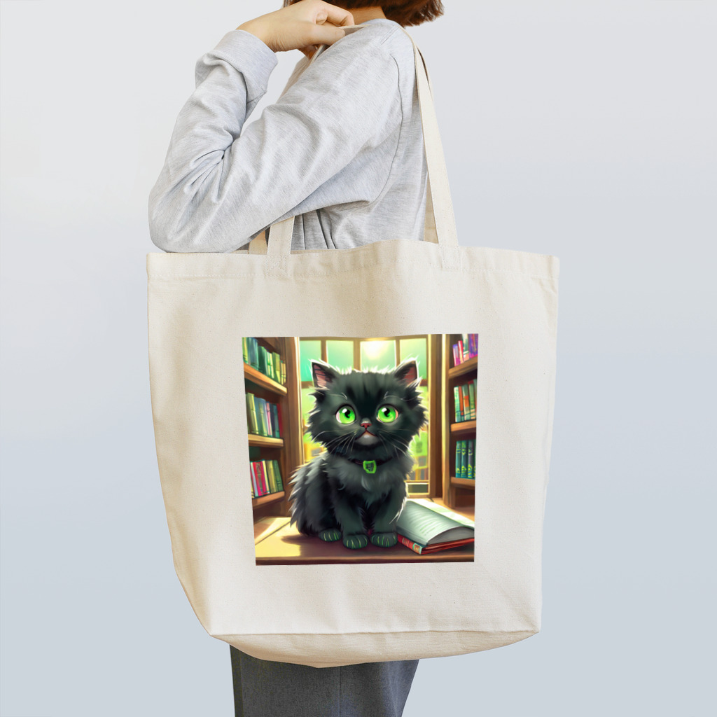 yoiyononakaの図書室の黒猫01 Tote Bag