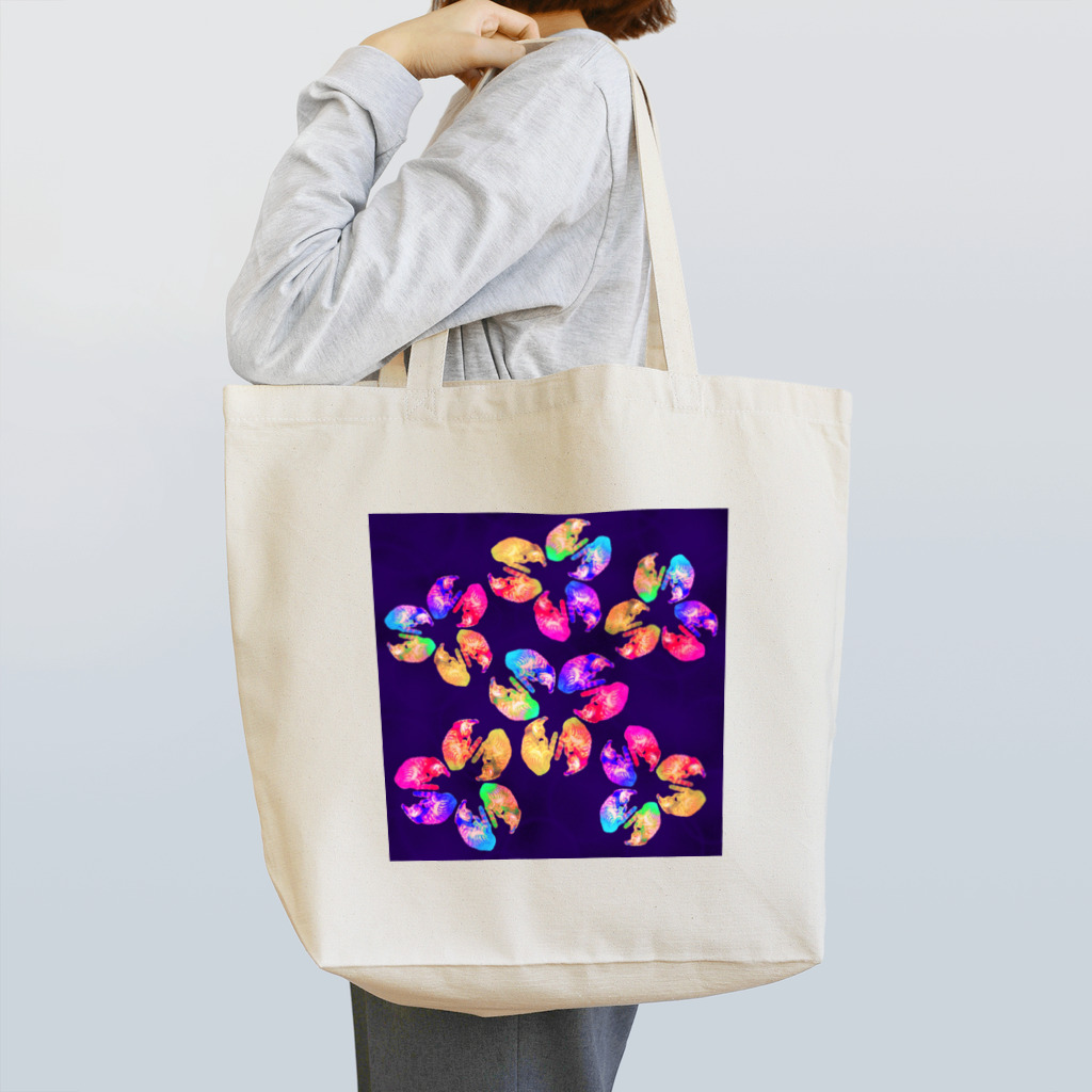 気まぐれキジトラねこやさんのレインボーフラワーキジトラ（宇宙） Tote Bag