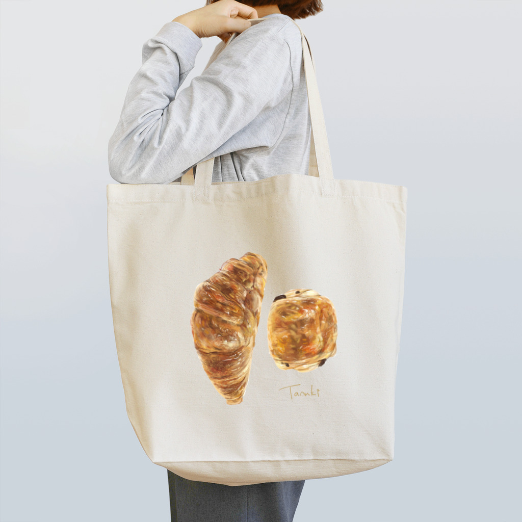 たぬきの絵のお店のクロワッサンとパンオショコラ Tote Bag