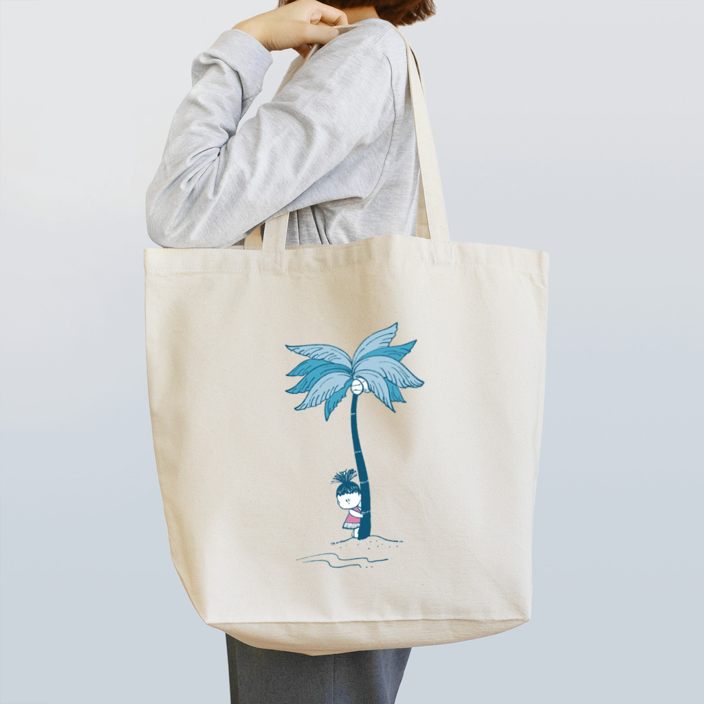 MINI BANANA ゴリラの親子のMINIBANANA ヤシの木と女の子 Tote Bag