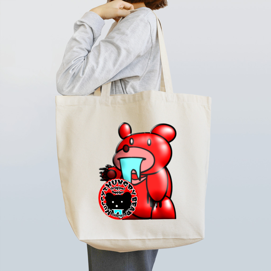 Hurryz HUNGRY BEARのHurryz HUNGRY BEAR レッドメタル風 Tote Bag