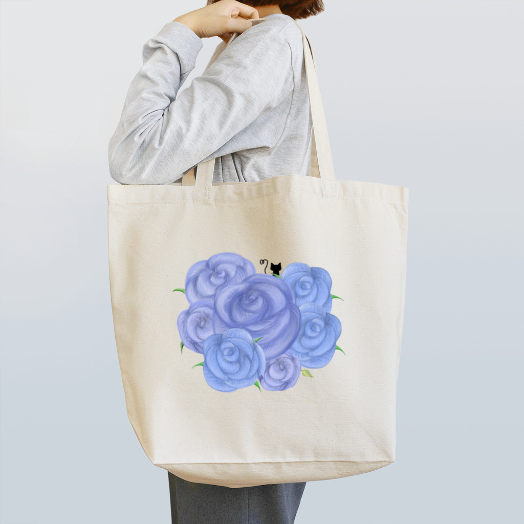 るなの隠れ場の青バラと猫 Tote Bag