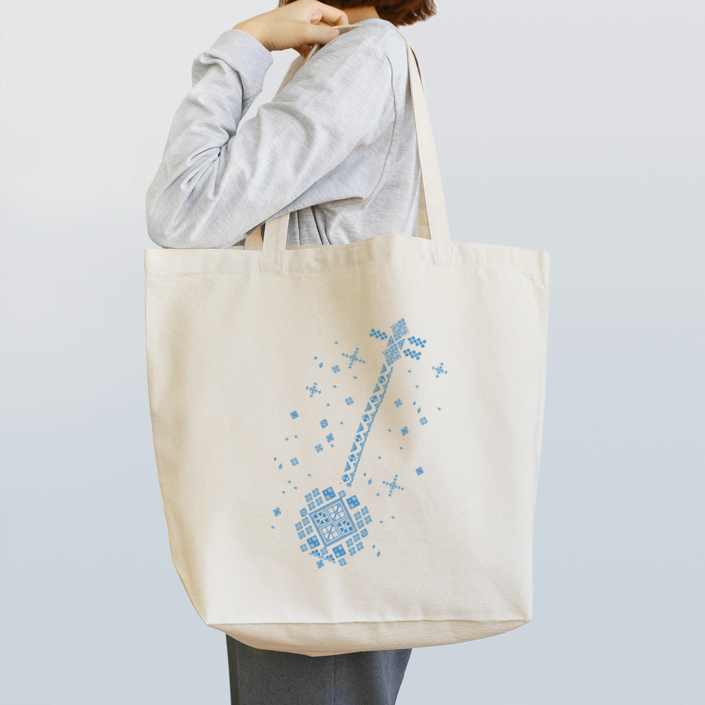 津軽三味線などのこぎん刺し柄津軽三味線（青） Tote Bag