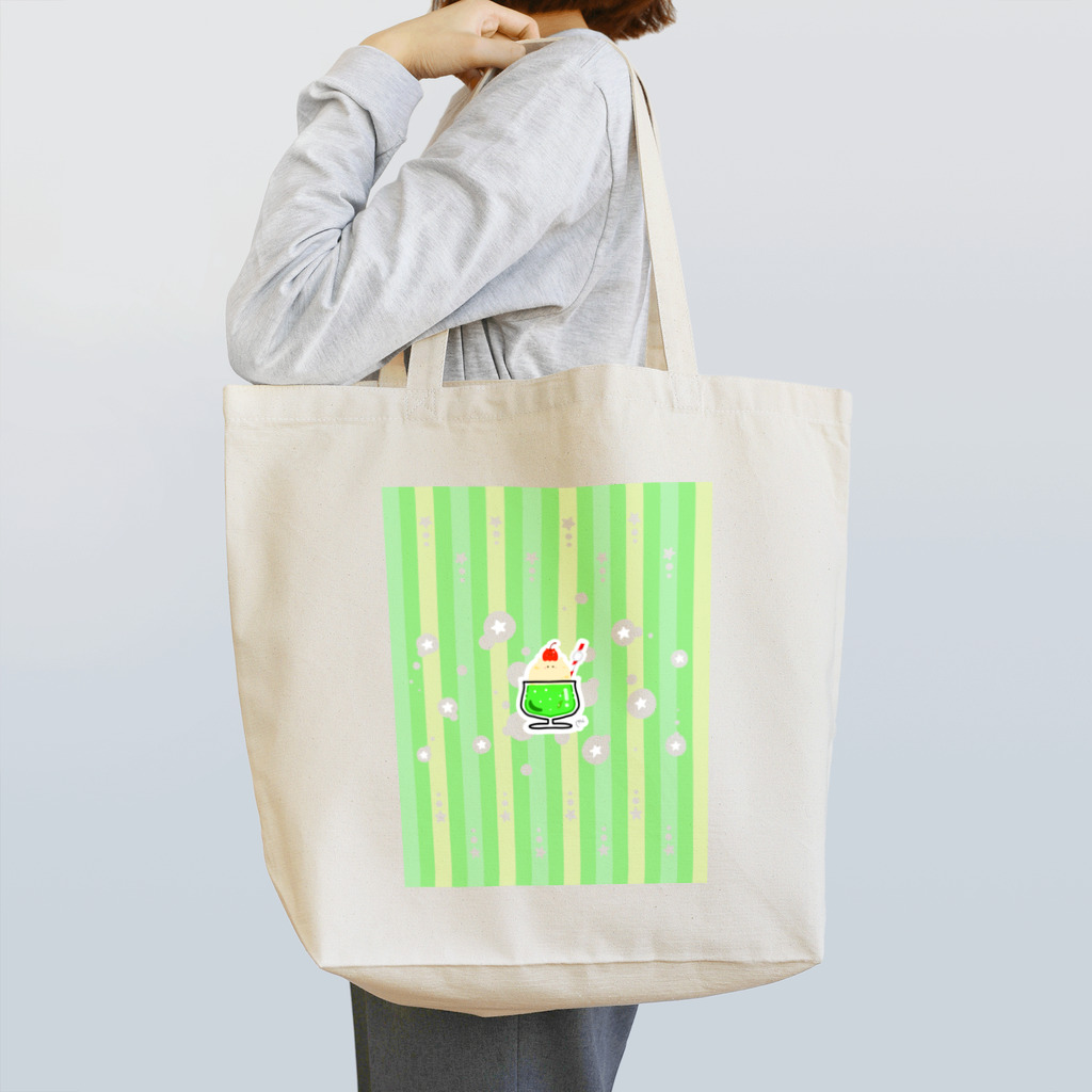 ３５８/Mitsuba SUZURI店のもけぱ日和 くりーむそーだ Tote Bag