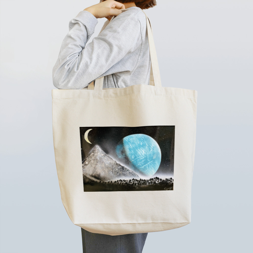 小さな宇宙工房おっちーの【月と惑星〜original spray art〜】 トートバッグ