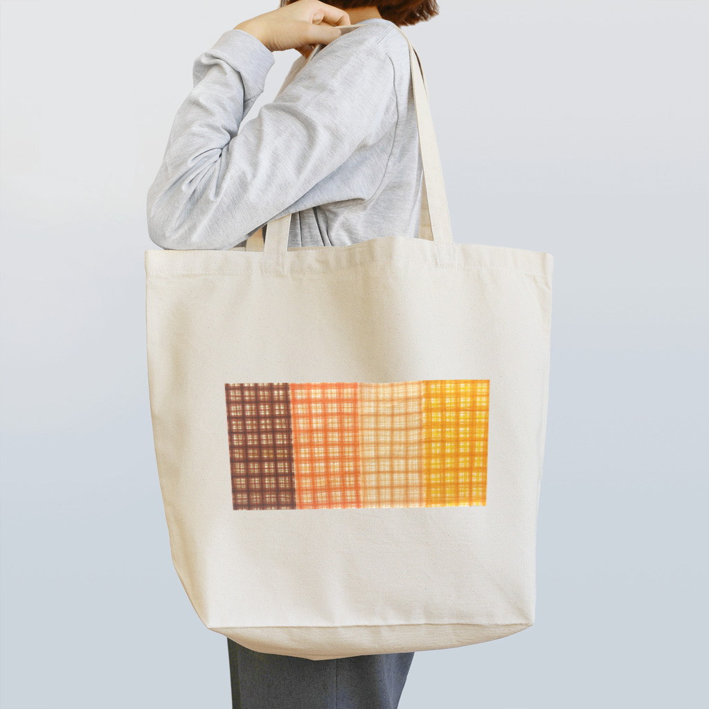 iroiroiのチェック柄 ブラウン＆オレンジ系 Tote Bag