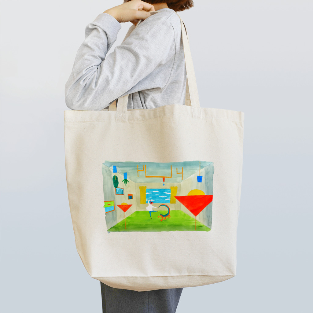 モタッティの庭の逆さまの家で踊る夢 Tote Bag