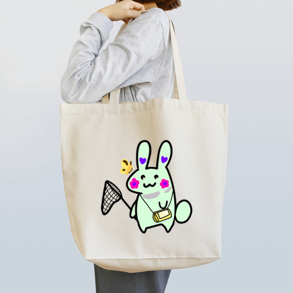 anko_koshianのお花ウサギ🌼🐰ライトグリーン Tote Bag