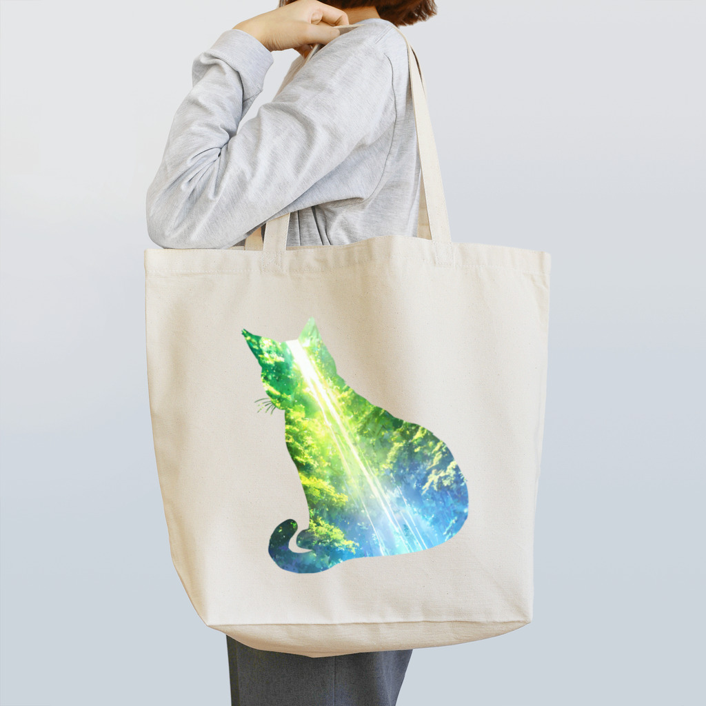 猫との風景の深い森と猫003 Tote Bag