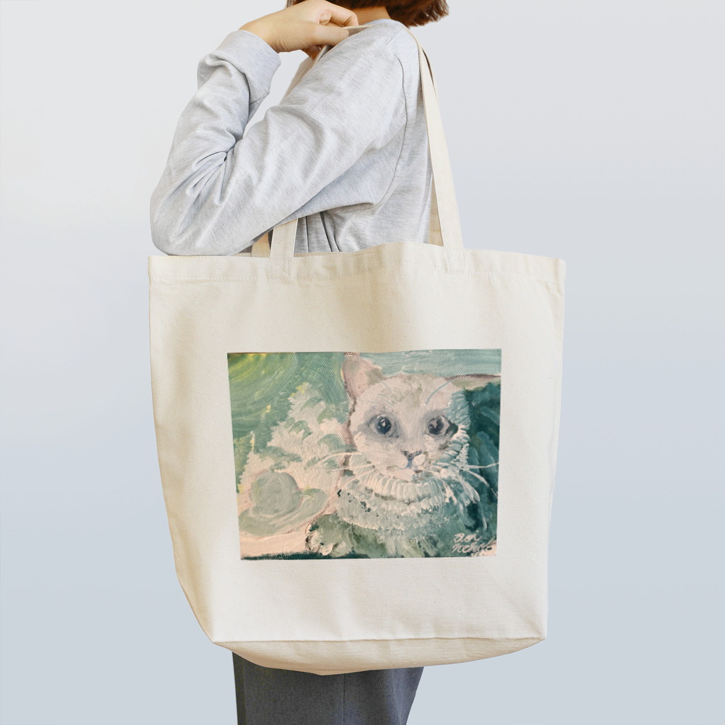 青い猫の夏の日 Tote Bag