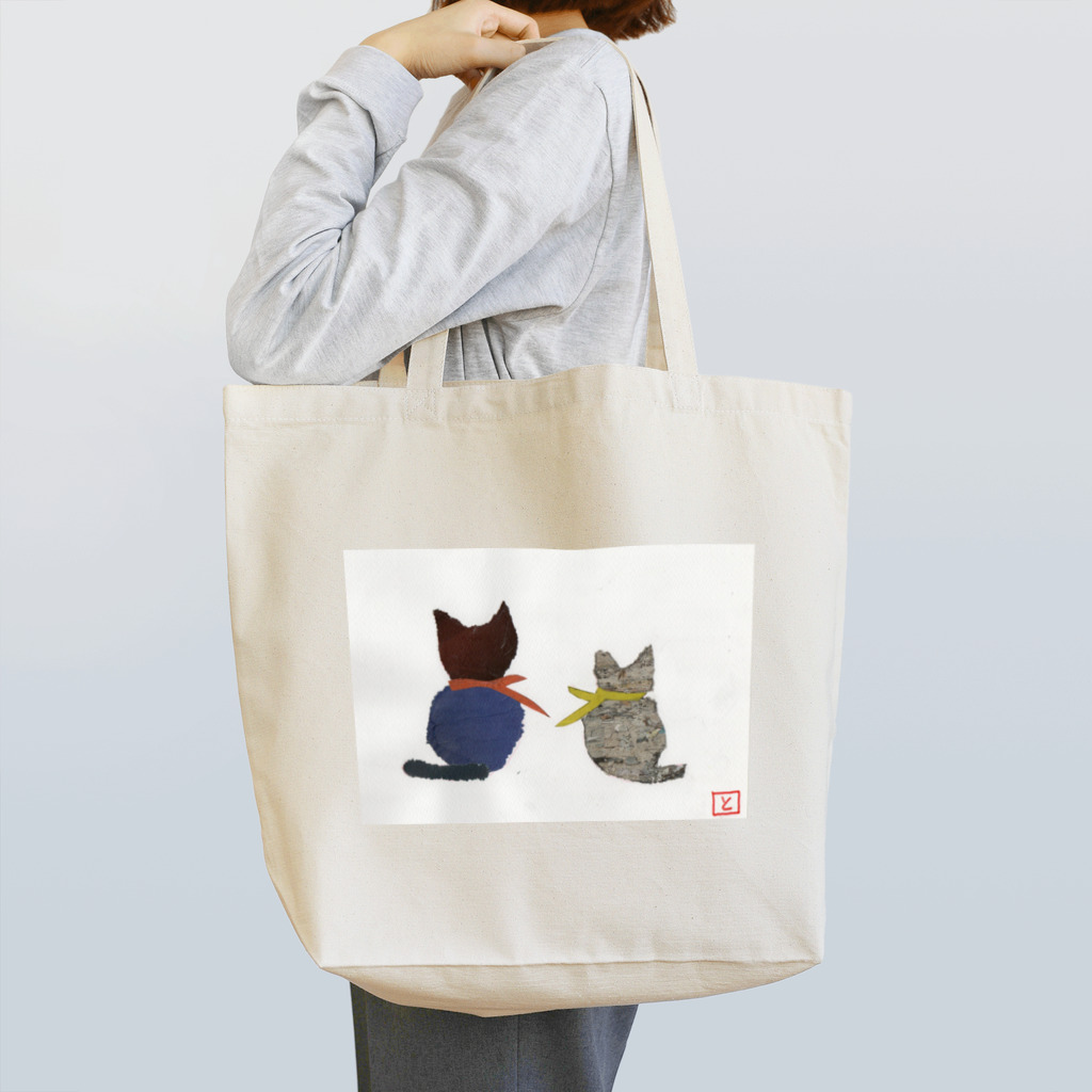 とみよのちぎり絵のねこの佇まい トートバッグ