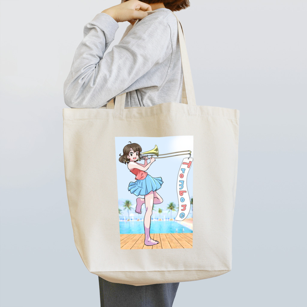 ももねこ工房（　◜◡‾）のトロンボーンのイラスト Tote Bag