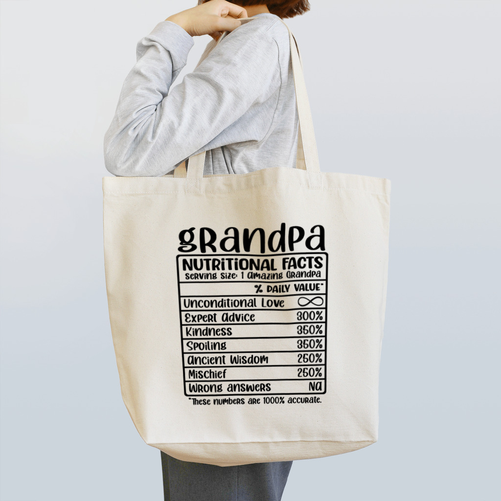 アメリカンデザインラバーのおじいちゃんの栄養成分 トートバッグ