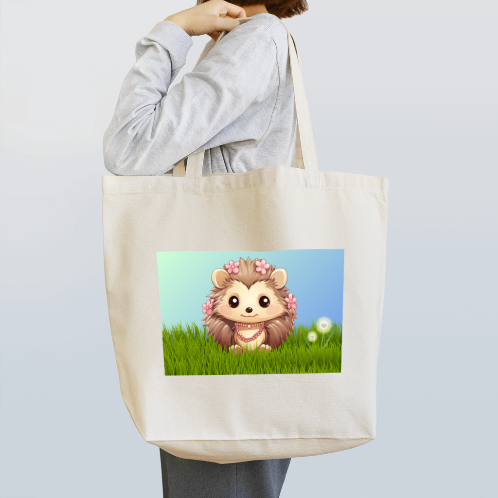 Vasetti_pressの草の中に座っているハリネズミ Tote Bag