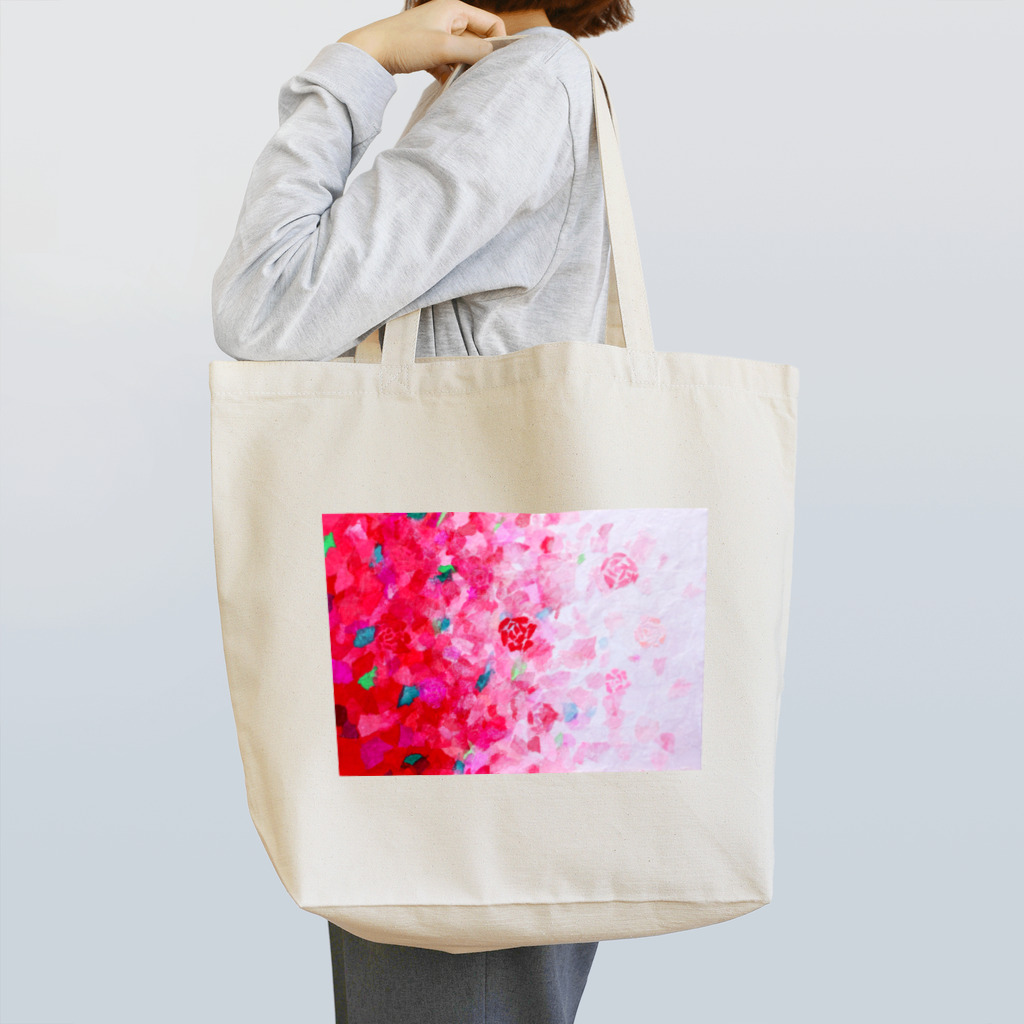 Nattsu.のアートショップのAroma -rose-  バラ・ローズ　半紙コラージュ トートバッグ
