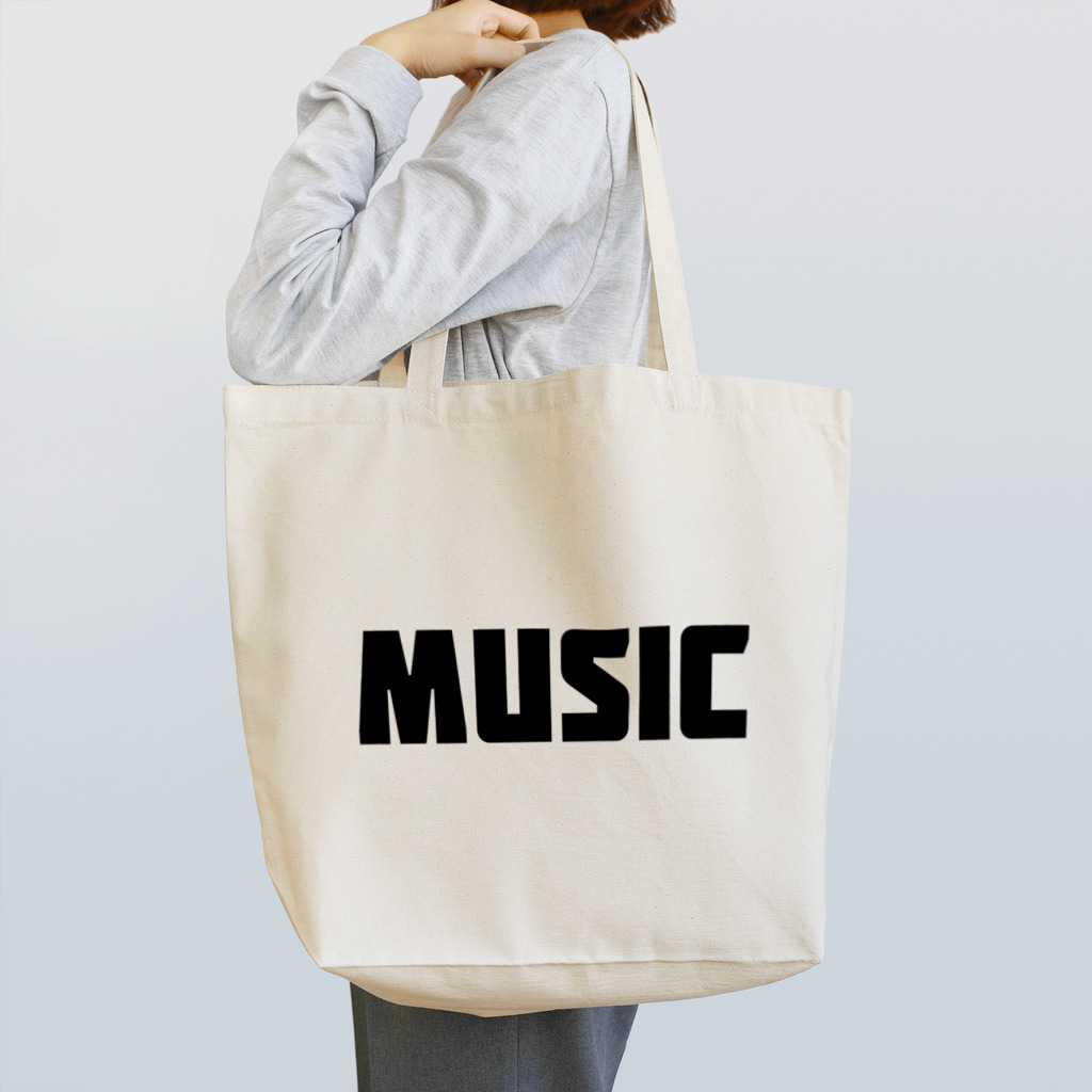 AliviostaのMusic ミュージック シンプルBIGロゴ ストリートファッション トートバッグ