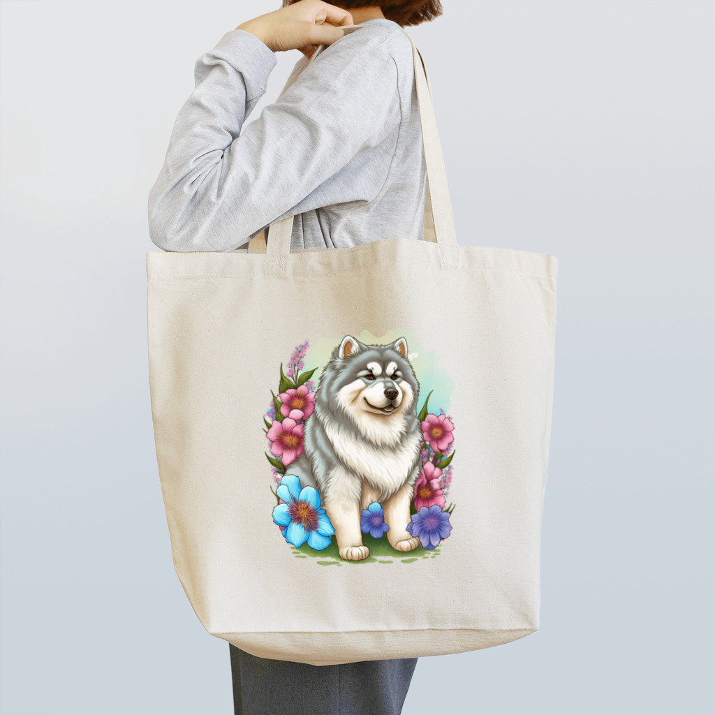znbmsrrの花アラスカの子犬。 愛犬家のためのキュートなデザイン。 トートバッグ