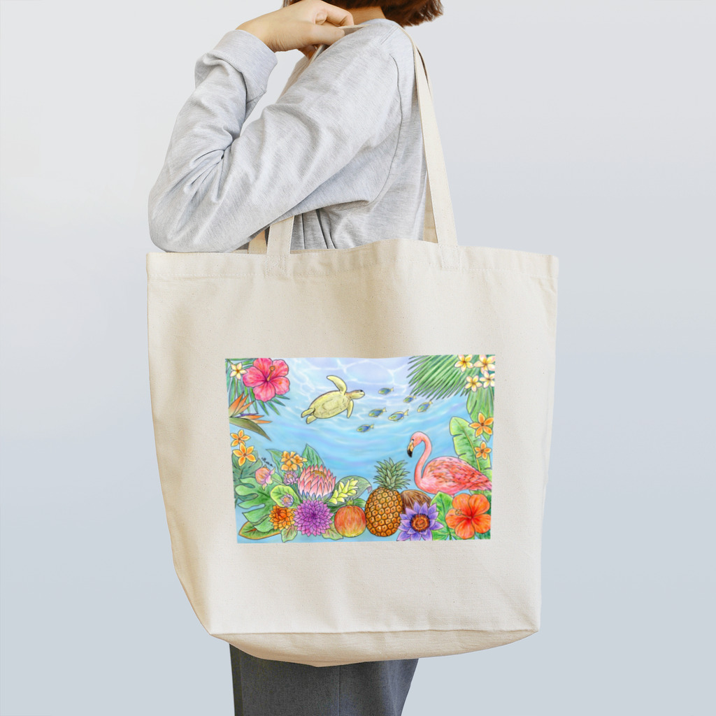 広東もなグッズのトロピカル色鉛筆画グッズ Tote Bag