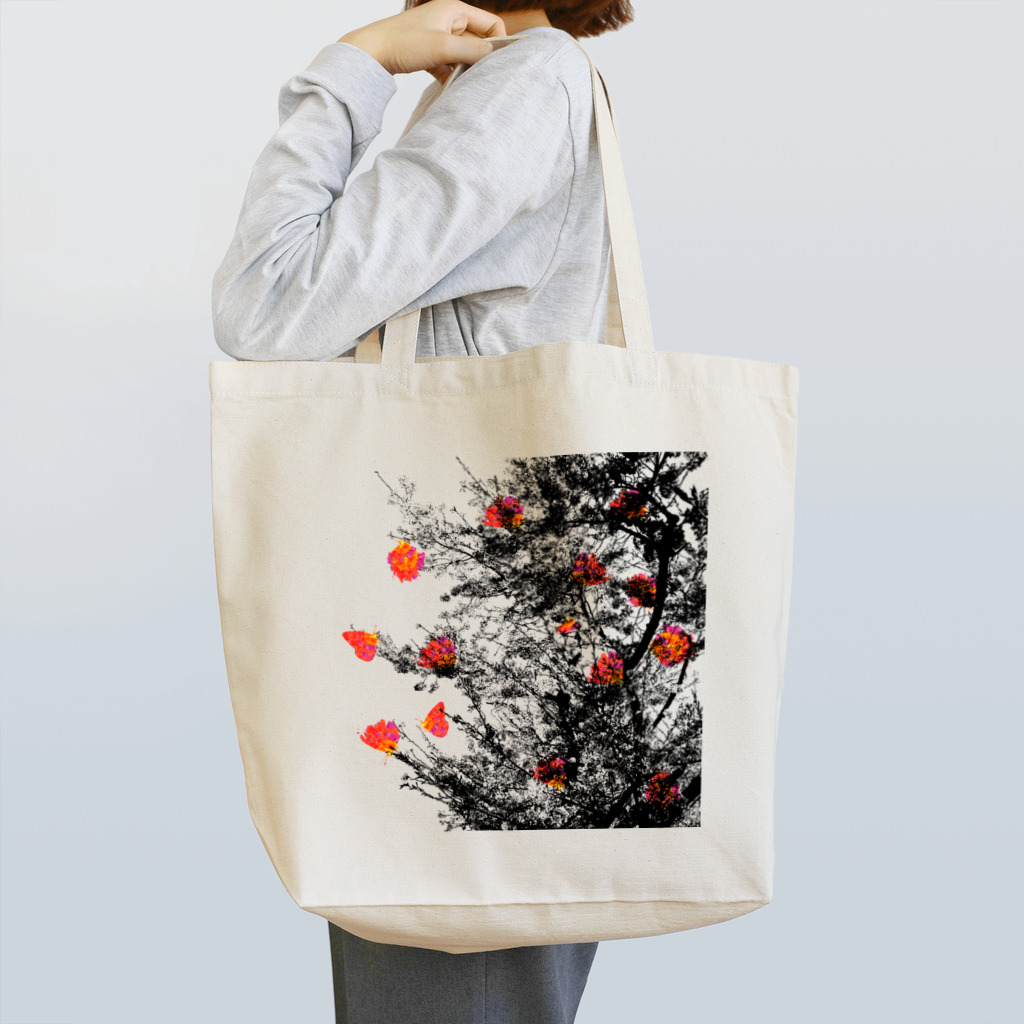 shi-chi Labo graph(詩一）の黒桜に木蓮蝶 Tote Bag