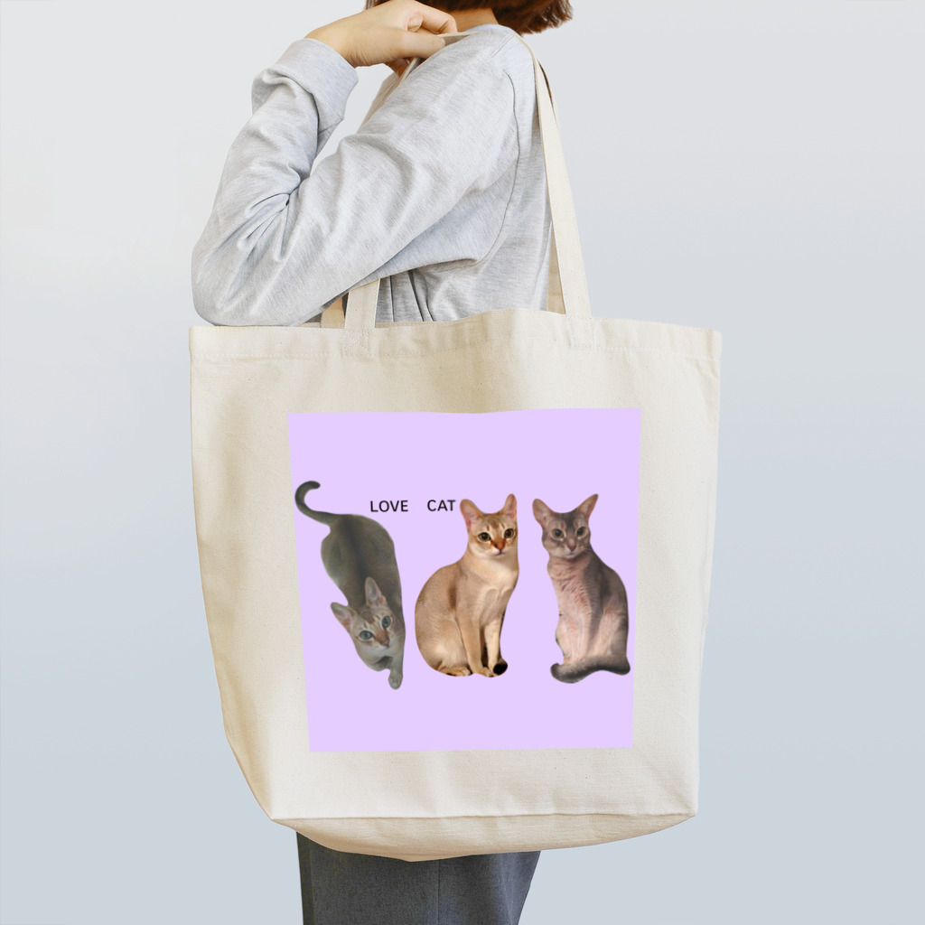 harupink🌸ペット似顔絵illustのLOVE  CAT シンガプーラ&アビシニアン トートバッグ