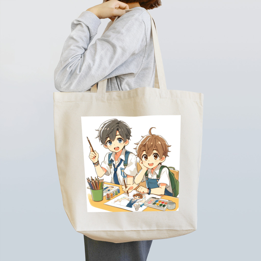 可愛い男の子イラスト販売所　By,keicyanの男の子　中学1年生　美術部 Tote Bag