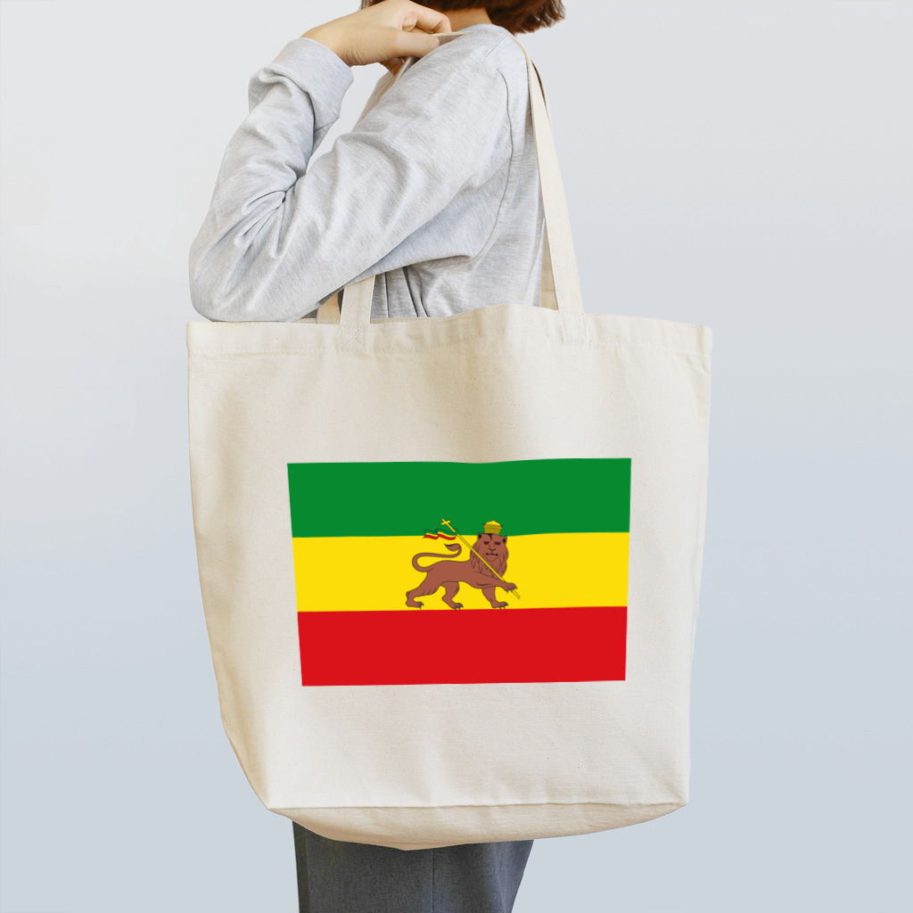 DRIPPEDのRASTAFARI LION FLAG-エチオピア帝国の国旗- Tシャツ Tote Bag