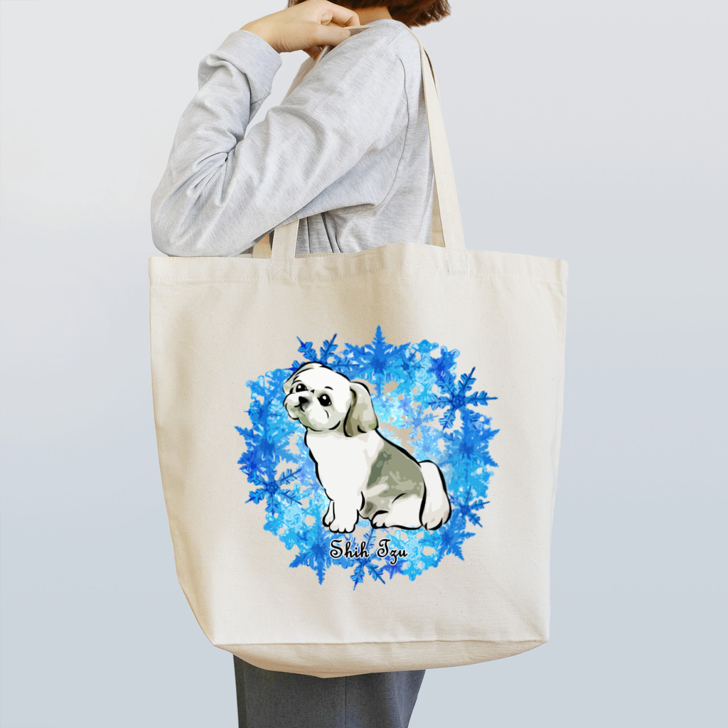 犬グッズの店しえるぶるーの冬のリース　雪の結晶　シーズー Tote Bag