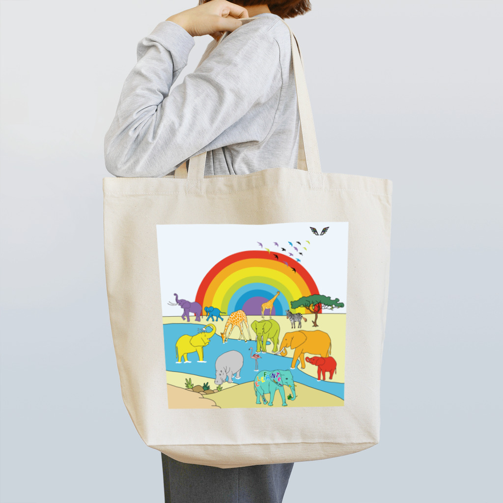 KANAT  LAMHITAのサファリの象たち Tote Bag