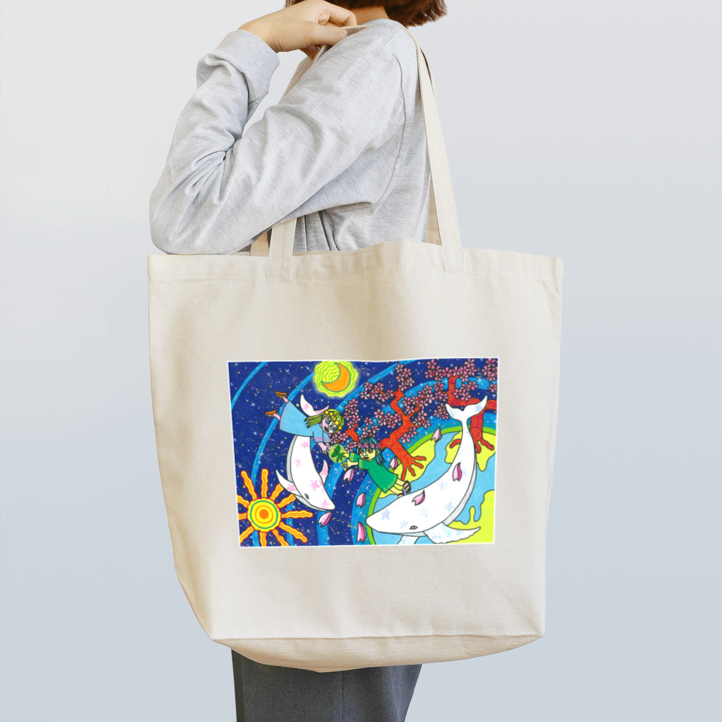 kouの落描き帳の桜の女神と白いクジラ Tote Bag
