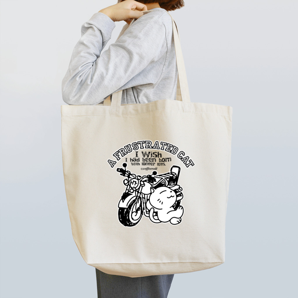コーヒーロールのA FRUSTRATED CAT-01/バイクに乗りたかった猫 トートバッグ