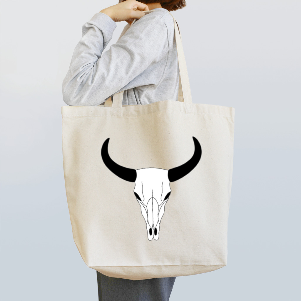 コチ(ボストンテリア)の小物用:牛の頭蓋骨 Tote Bag