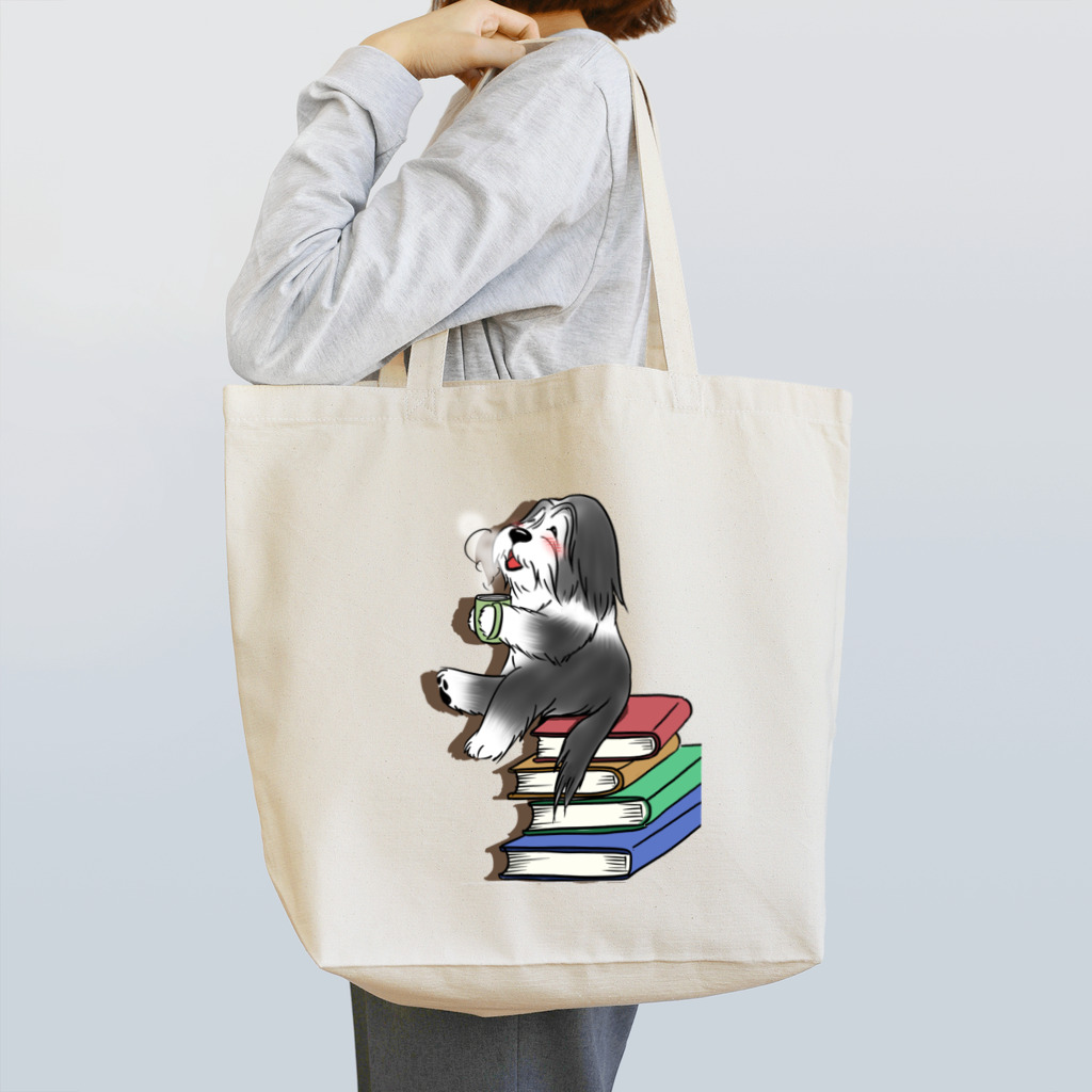 もふもふとあるこうのビアディ　読書の秋シリーズ Tote Bag