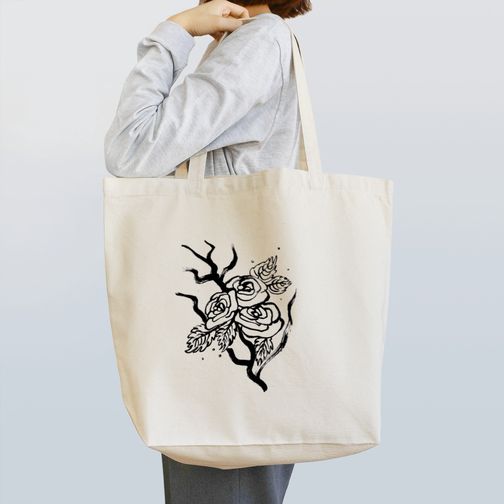 手描き屋さんの墨絵 薔薇 Tote Bag