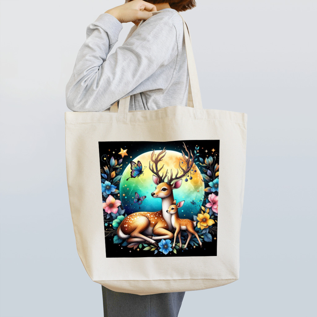 momoart8888の満月の花🦌🌝 Tote Bag