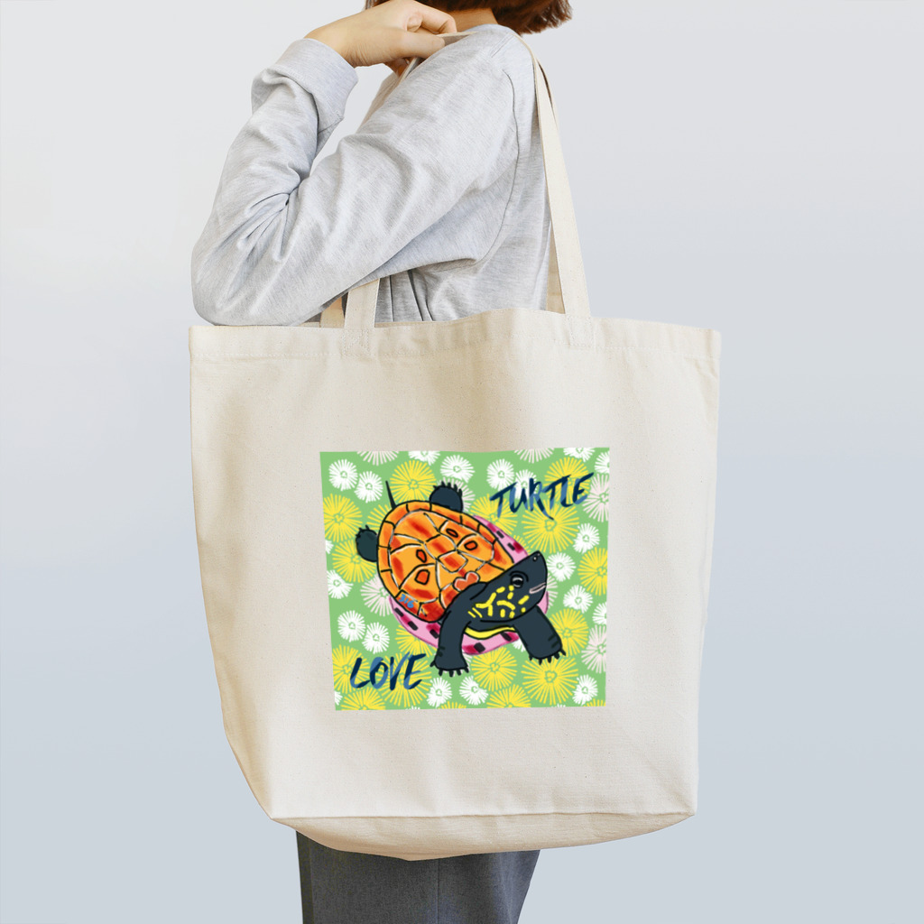 316(MIHIRO)の子亀のクサガメちゃん カラフル Tote Bag