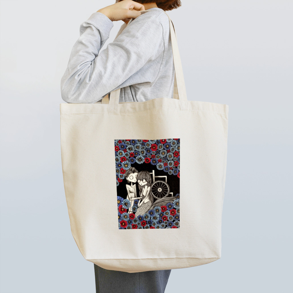 mermaidの人魚とお花畑 Tote Bag