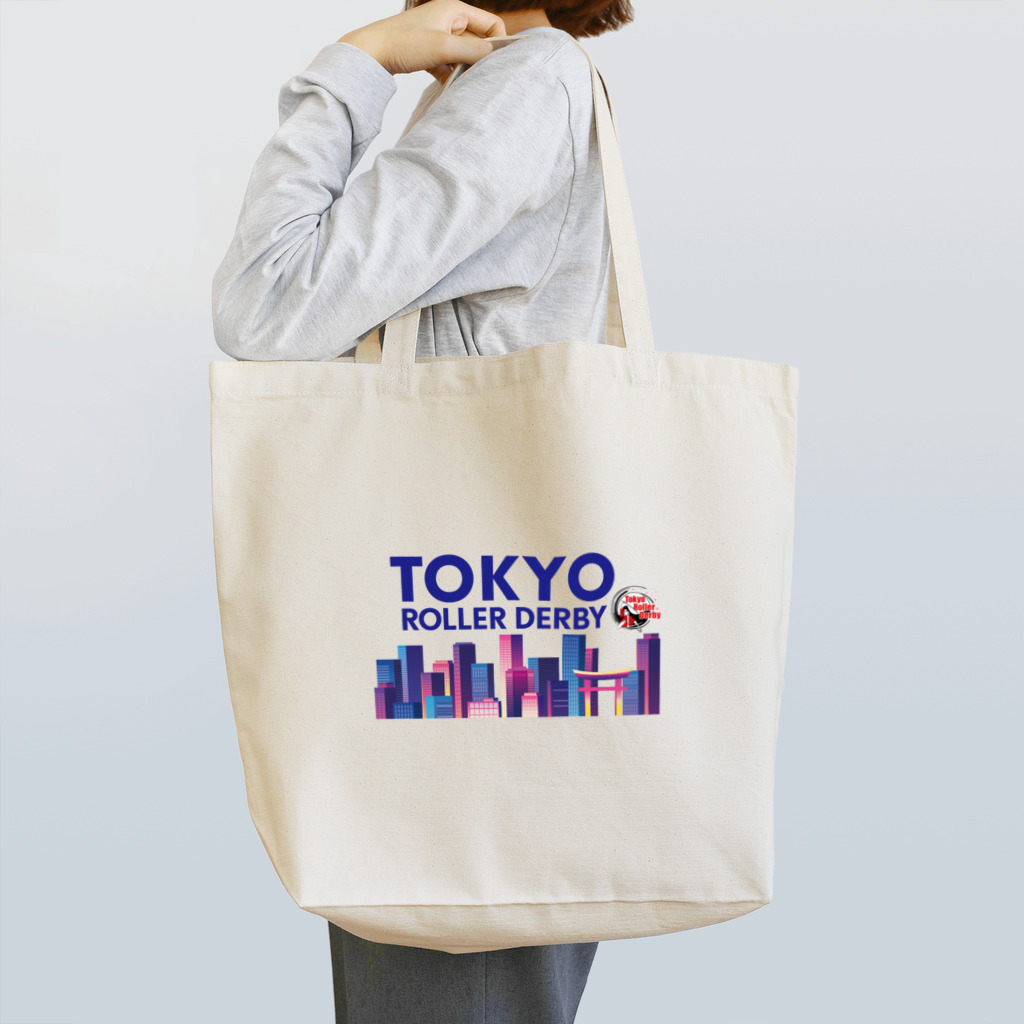 東京ローラーダービーのTokyo Skyline（Blue character) トートバッグ