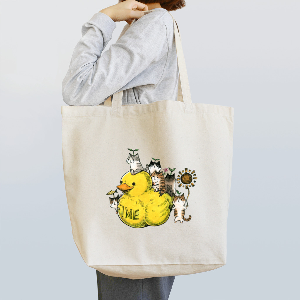 nekokoworksのアヒルに乗って旅をする Tote Bag