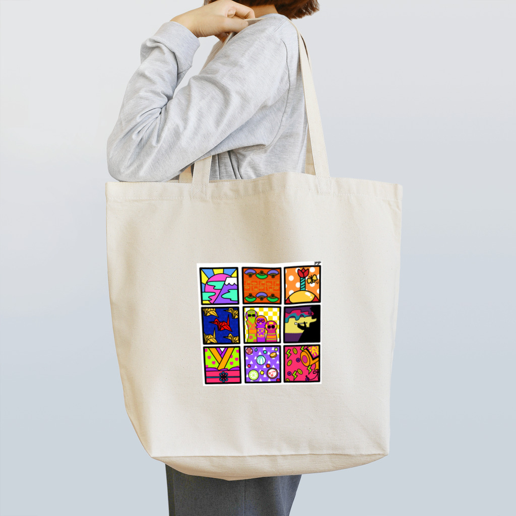 揺れるぽぽステップの和柄ポップフューチャー Tote Bag