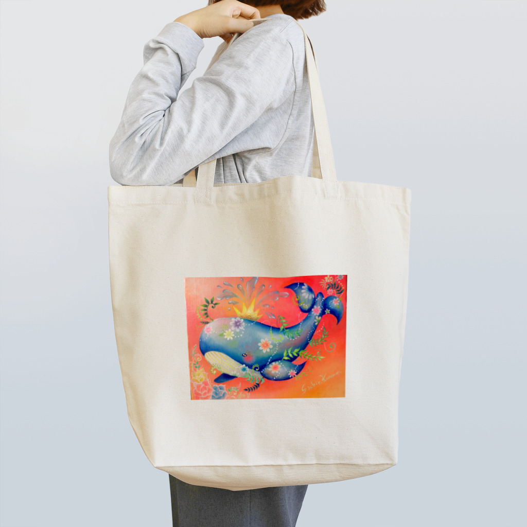黒野祥絵のオレンジクジラ Tote Bag