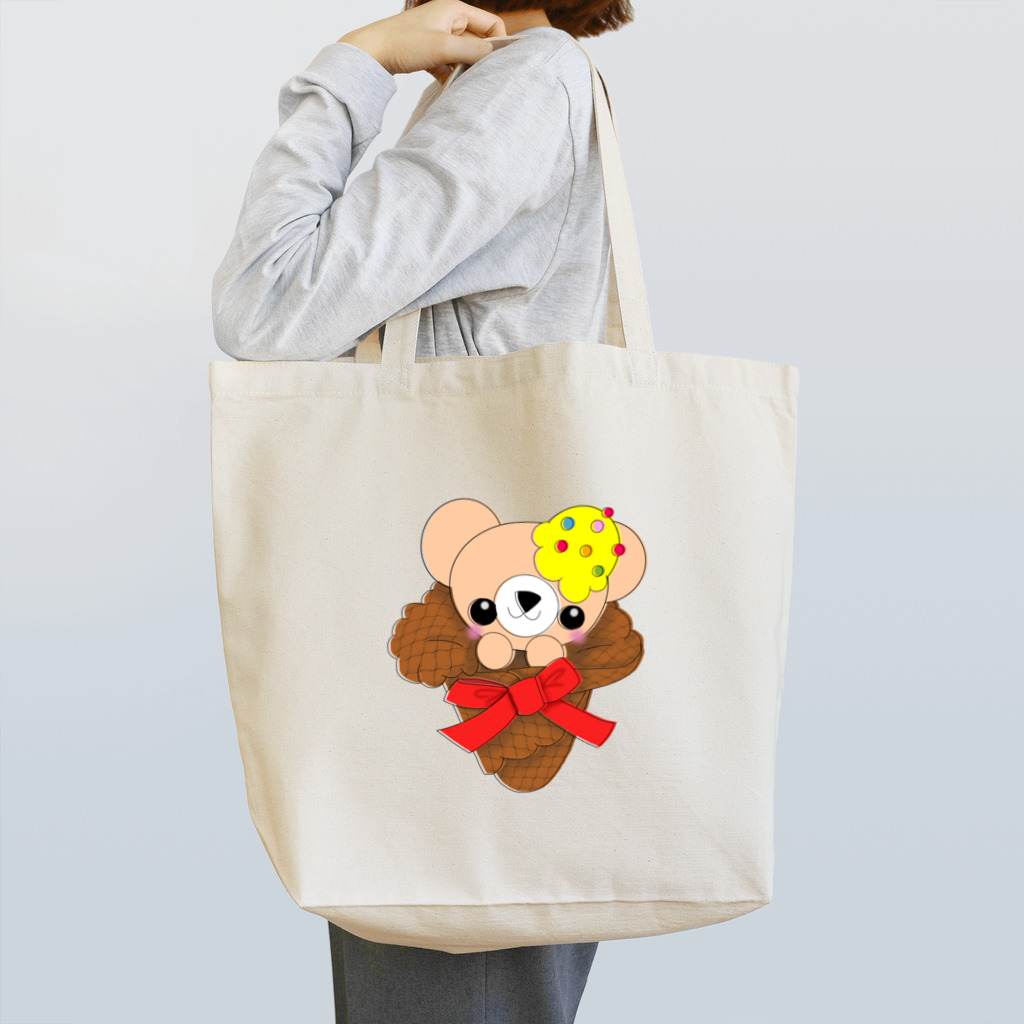 Handmade Na-Myuのコーンに入ったちびクマちゃん Tote Bag