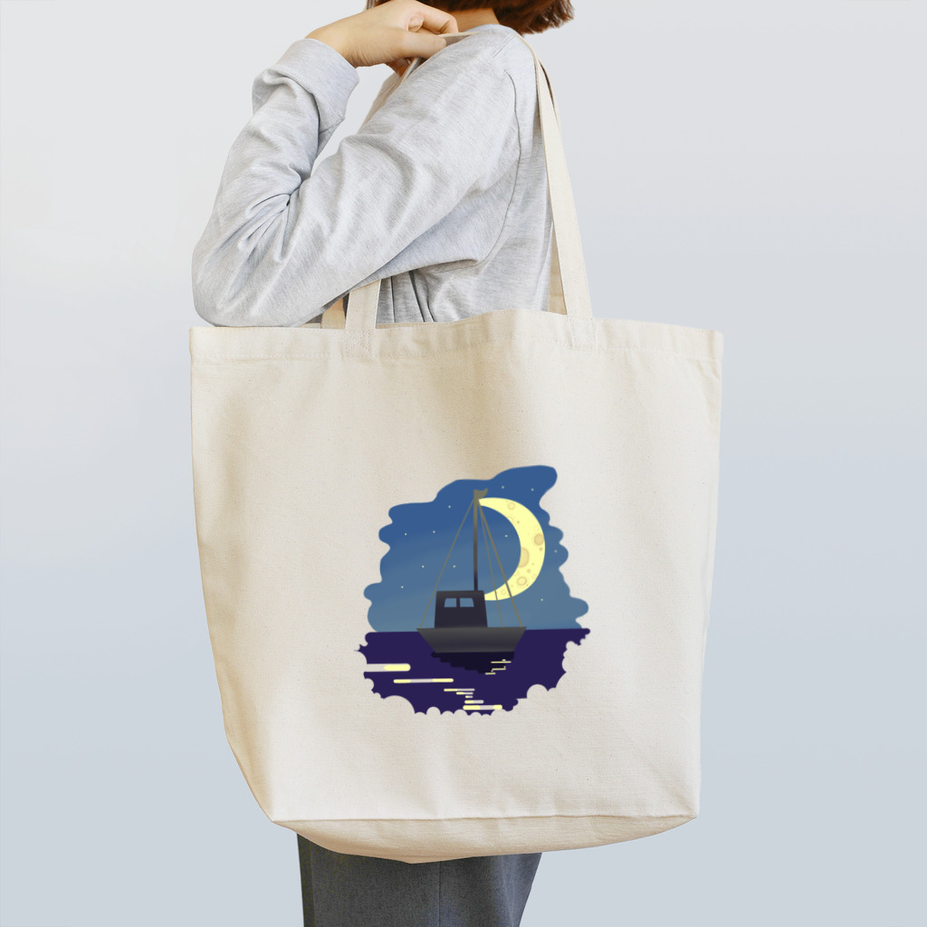 虎笑鬼　まうの月夜のヨット Tote Bag