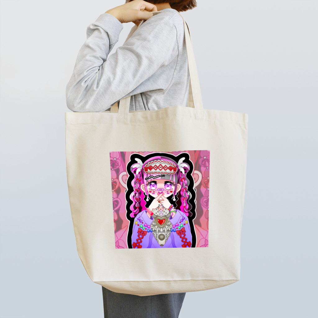 kanisukiのピンクのデコラちゃん トートバッグ