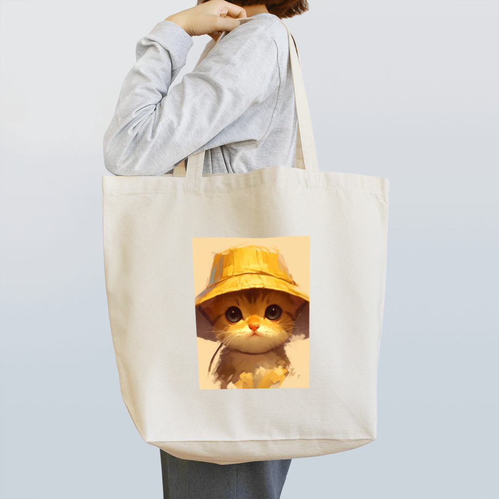 AQUAMETAVERSEの帽子をかぶった可愛い子猫 Marsa トートバッグ