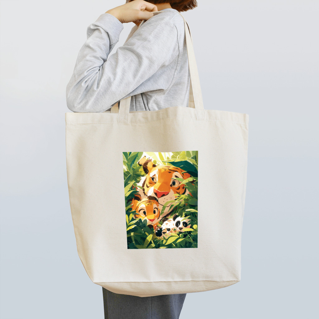 AQUAMETAVERSEの草むらに潜む虎とパンダ　なでしこ1478 Tote Bag