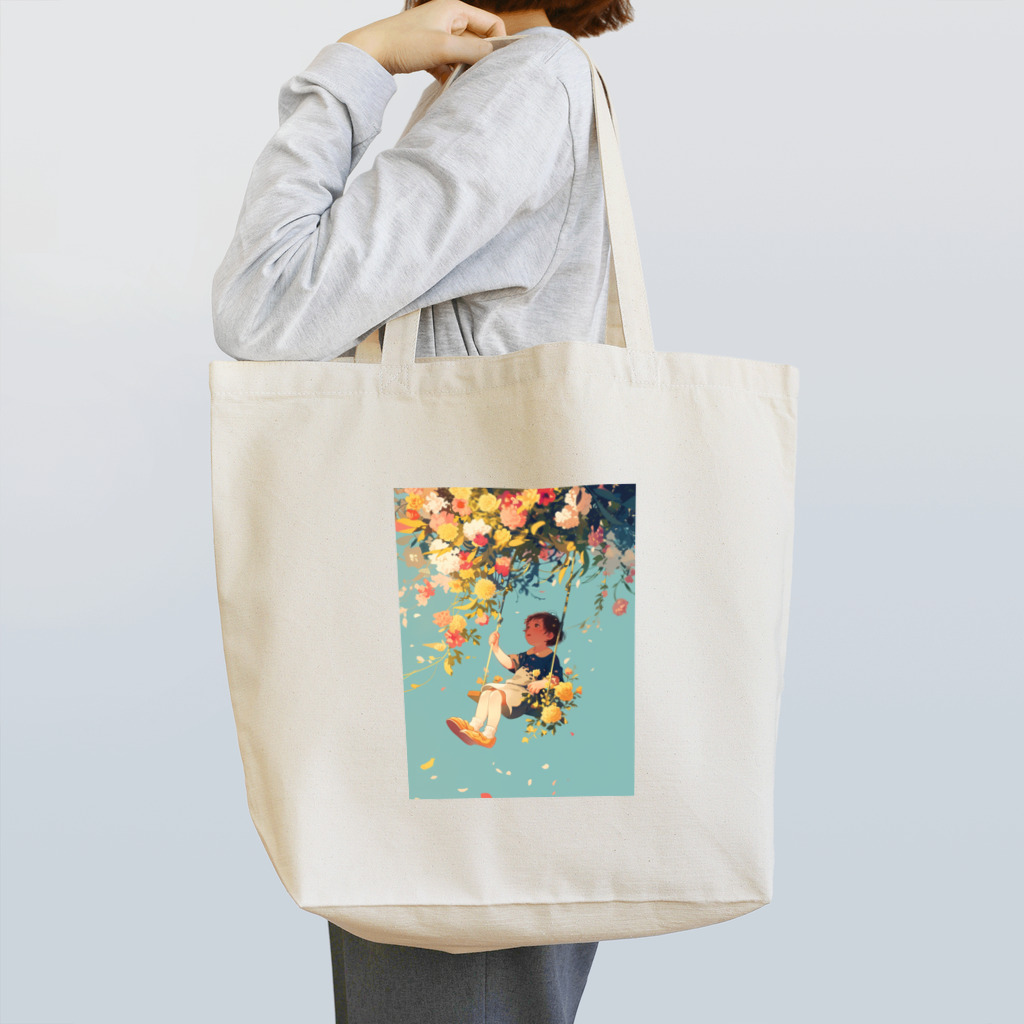 AQUAMETAVERSEの花ブランコに揺られ喜ぶ女の子　ラフルール　1859 Tote Bag