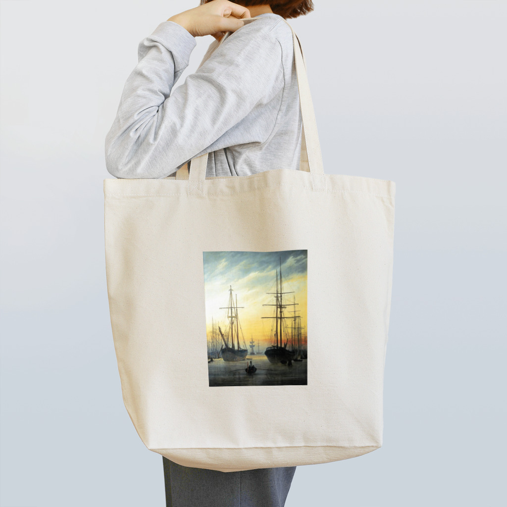 世界の絵画アートグッズのカスパー・ダーヴィト・フリードリヒ《港の眺め》 トートバッグ