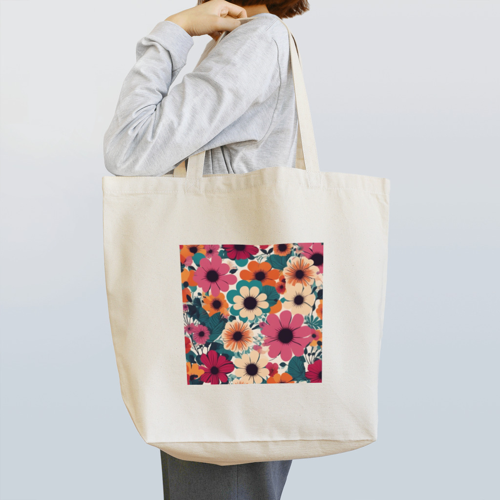 NATSUMAKITSUNEの北欧風　花柄　マリメッコ風 Tote Bag