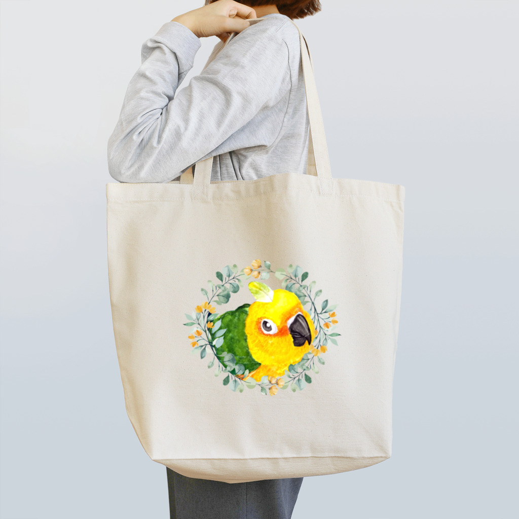 mariechan_koboの030 ナナイロメキシコインコ オレンジ小花のリース Tote Bag